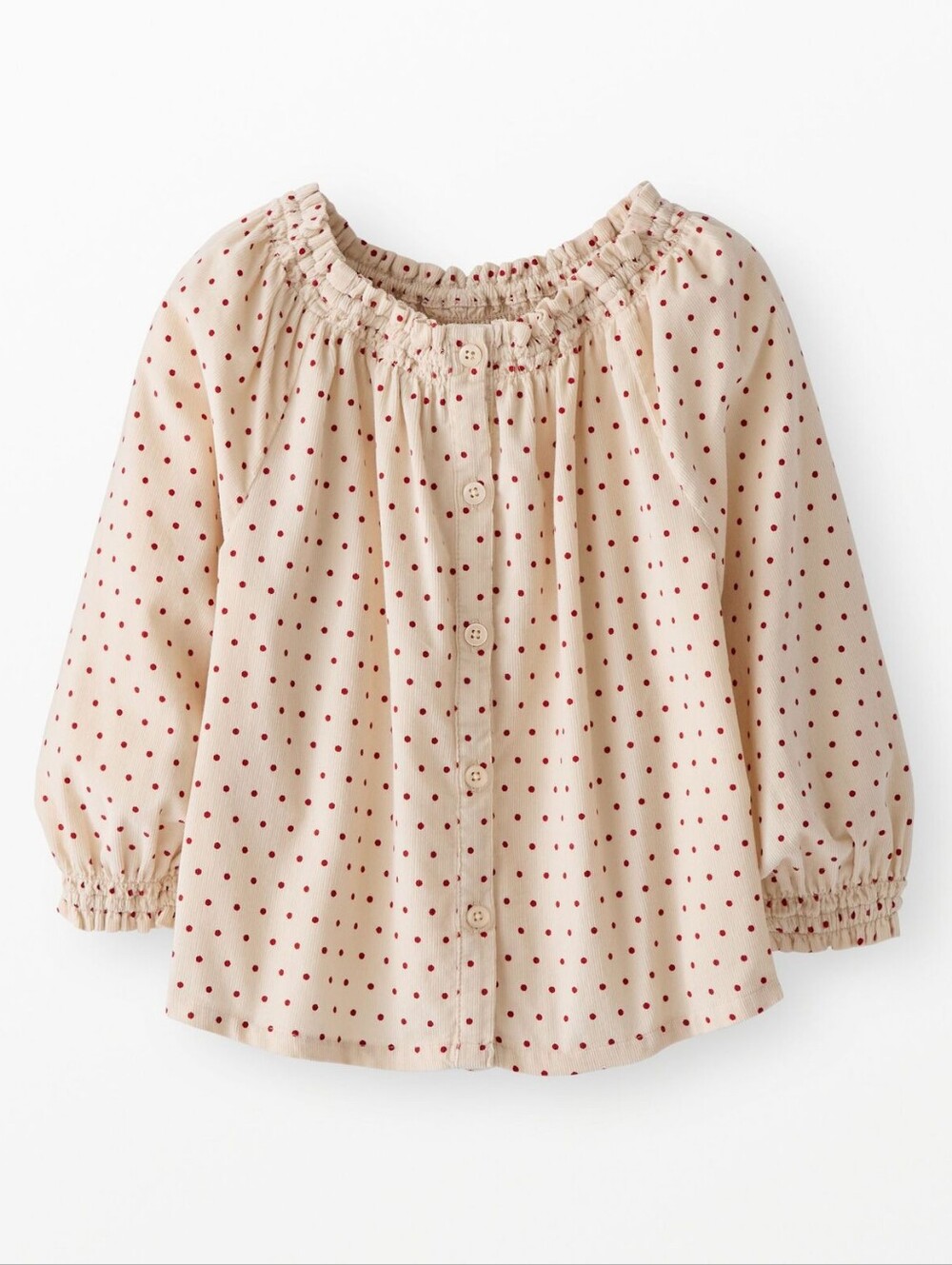 Hanna Andersson Cream Corduroy Polka Dot Button Up Shirt - Size 5